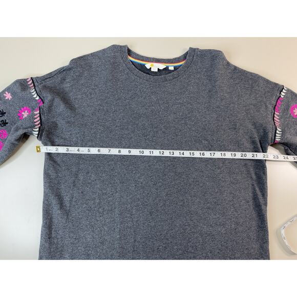 Boden Womens Jasmine Sweatshirt Dress US 12 Charcoal Marl Embroidered Boho Chic - Picture 9 of 16